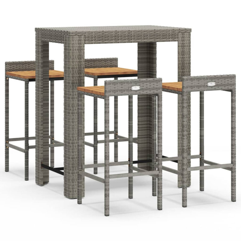 Shepardsville 40cm Solid Wood Bar Set, Grey