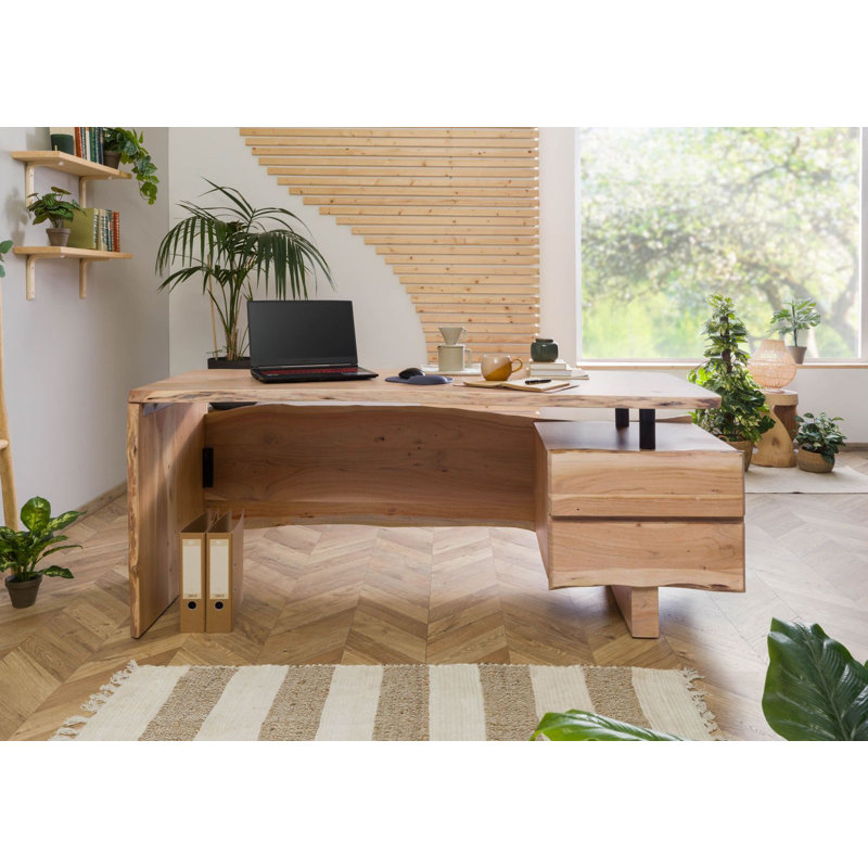 Pure Acacia Partition Desk, 76 cm H x 170 cm W x 70cm D