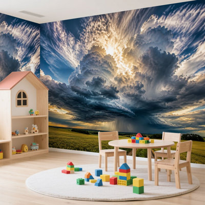 Papier peint adhésif auto-adhésif moderne pour la chambre à coucher Peel and Stick L 100 "x l 144" avec imprimé coucher de soleil
