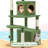 59In Palm Cat Tree, Cute Cat Tower W/Green Palm Frond, Spacious Platform, Double-Level Cat Condo, Scratching Posts, Fluffy Balls For Cat Kitty, Multi-Level Large Cat Tree For Indoor Cats
