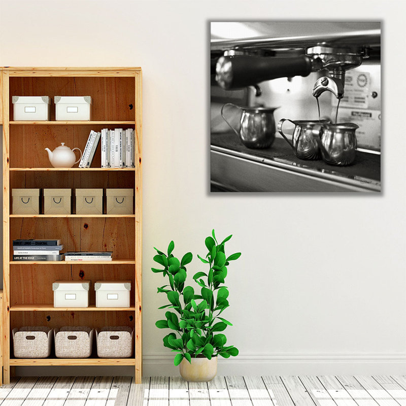 «Coffeehouse II Black and White», reproduction d'art sur toile, H 12 po x l 12 po