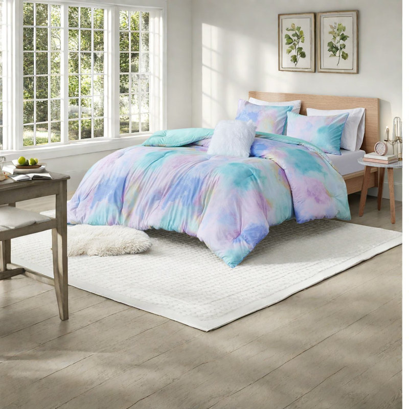 Premium Multicolor Polyester Bedding Set, Hypoallergenic Tie Dye Design For Home