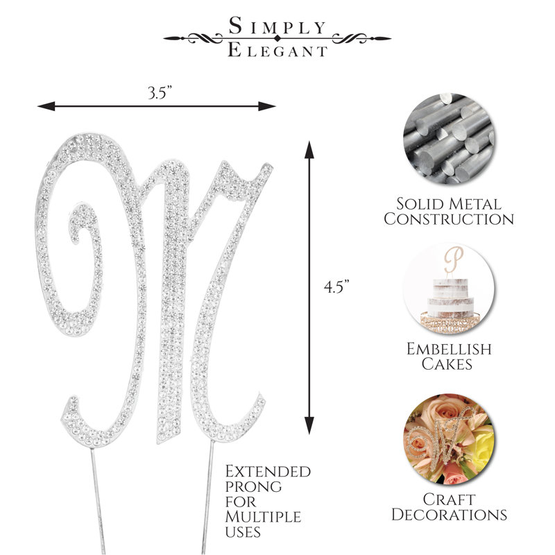 Surmatelas à gâteau "m" rhinestone, Argent