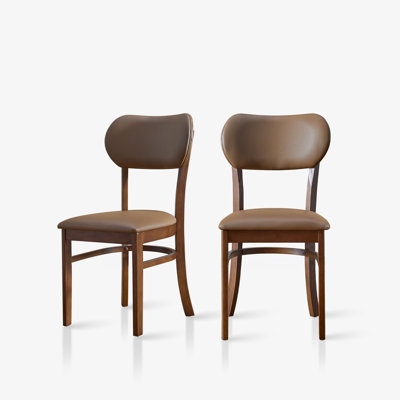 Ensemble de 2 chaises d'appoint rembourrées à dossier arrondi en bois massif Arc Modern