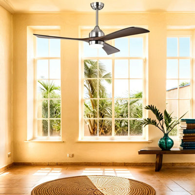 Ventilateur de plafond d'intérieur à DEL 52 po avec pales brunes intégrées Osie (3 pales)
