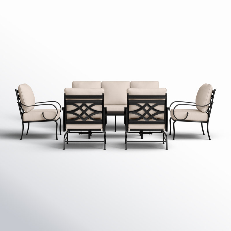 Armisha 7 - Person Outdoor Patio Seating Set Featuring 2 Rocking Lounge Chairs