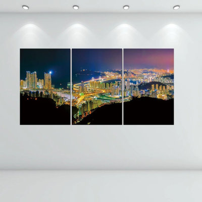 Busan Skyline at Night - 3 Piece Acrylic Print