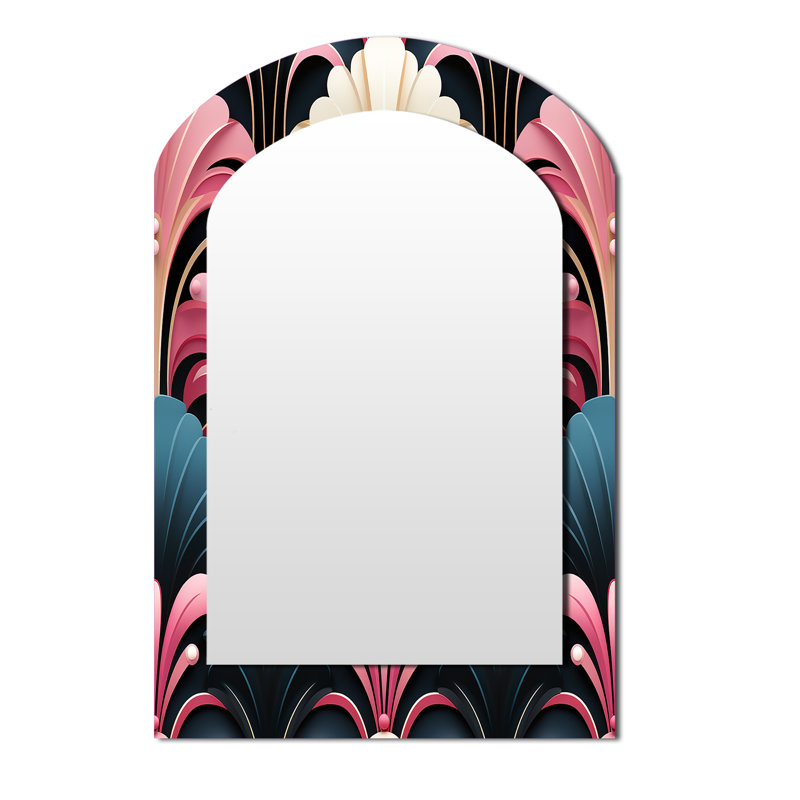 Motif damassé rose et bleu Art Deco, 43 po x 33 po
