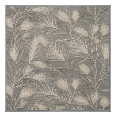 Tapis gris botanique lavable à la machine