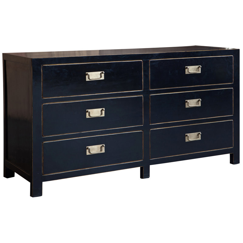 150 cm W Chest of 6 Drawers, Black
