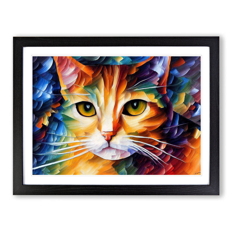 Cat Painting Vol.1 Abstract - Framed Print, 34cm H x 46cm W x 2cm D, Black