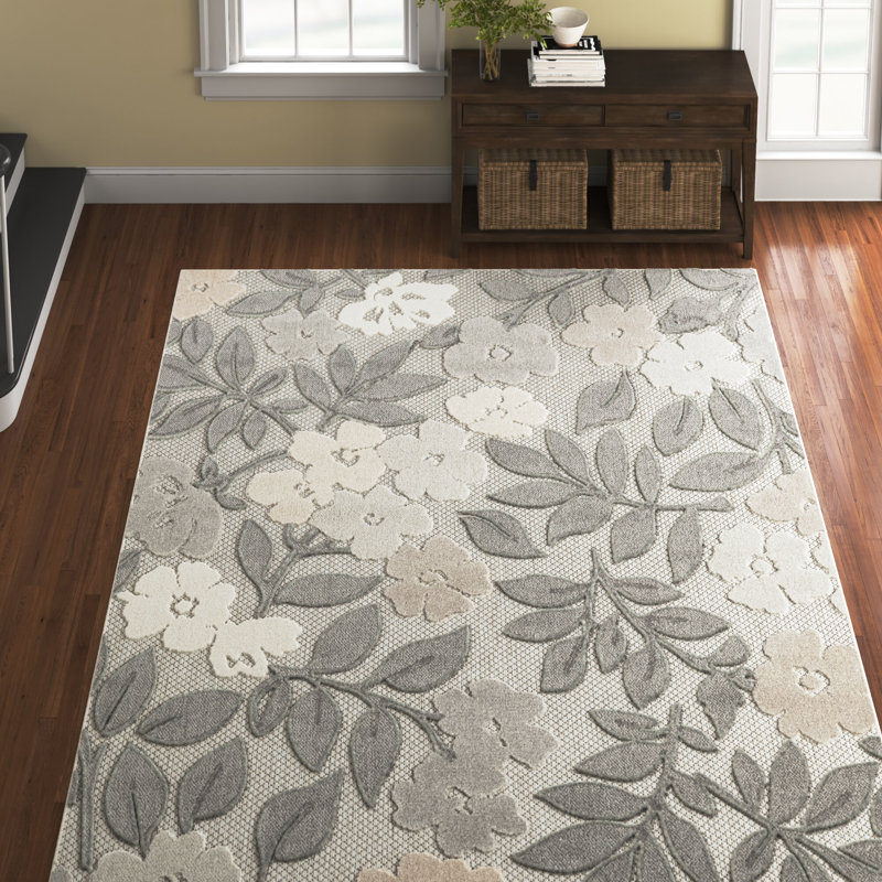 Tapis d'extérieur résistants à l'eau à motif floral tissés à plat pour patio, terrasse, porche ou entrée
