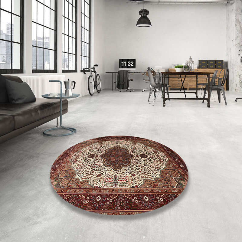 Tapis oriental brun / beige, Rond 7 pi