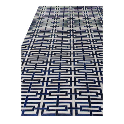 Natural Hide hand-tufted Leather Hide Navy/Ivory Area Rug