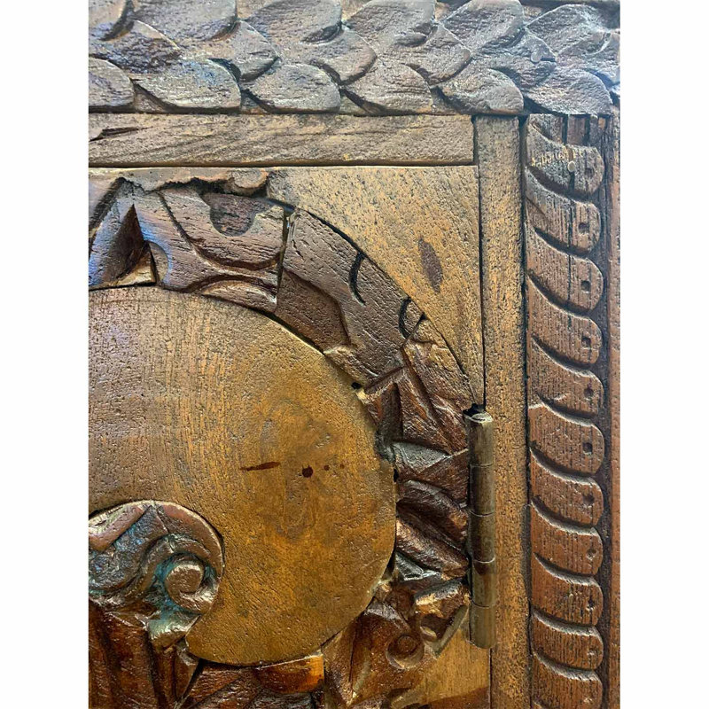 Vintage Fabric Printing Stamps Inlaid In Wood Eclectic Modern Solid Wood Sideboard