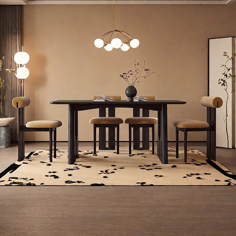 Solid wood french style rectangular dining table, 29.53"H x 55.12"L x 31.5"W