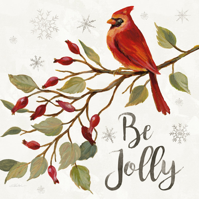 «Cardinal Christmas VII» par Silvia Vassileva, reproduction sur toile tendue, L 36 po x H 36 po