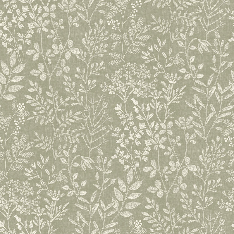 Karuna Collection Branched Leaves Wallpaper Roll, Green