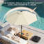 9ft. Solar Powered Outdoor Patio Umbrella with LED Lights, Polyester Canopy-744451068