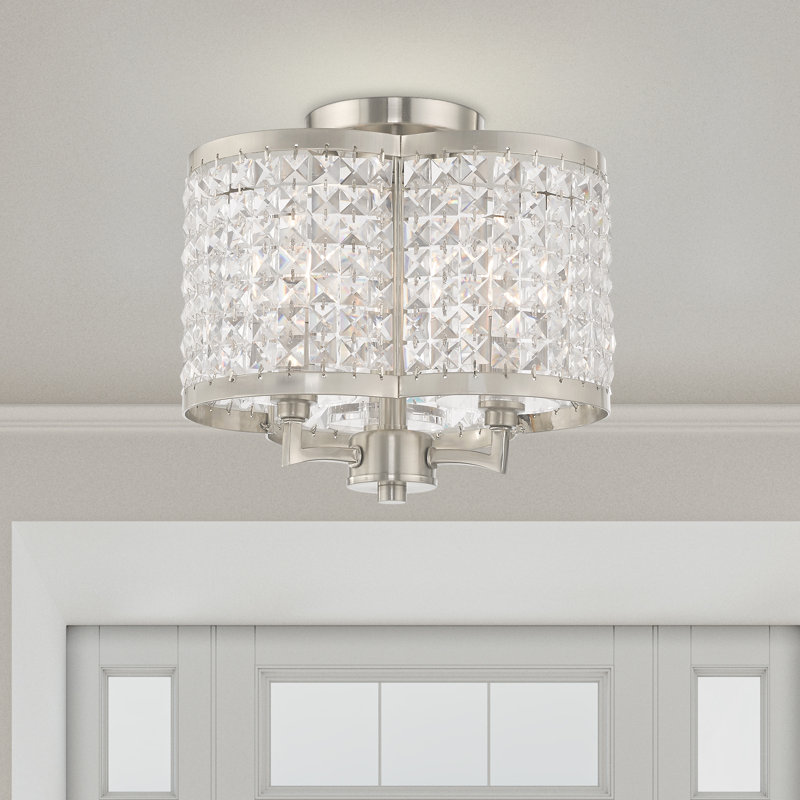 Belisle Crystal Semi Flush Mount, Brushed Nickel