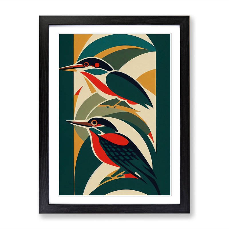 Maisonneuve Kingfisher Art Deco Vol.3 - Picture Frame Print, Black, 46cm H x 2cm W
