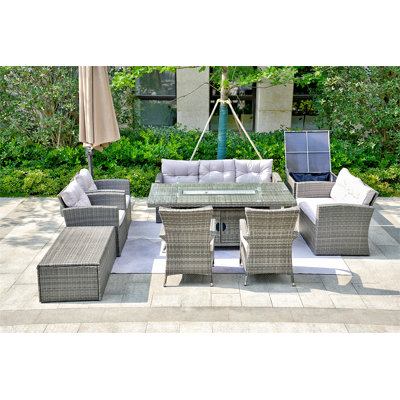 9 - Person Patio Conversation Set with Cushions