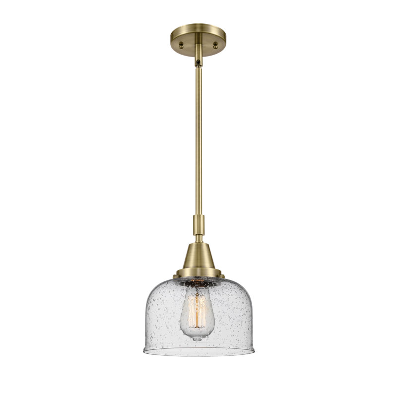 Luminaire suspendu en forme de cloche à 1 lumière Adhafera, Laiton antique, Ampoule non incluse, H 44,12 po x l 8 po x P 8 po