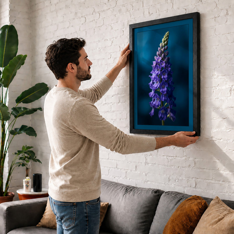 Lupine Study Botanical - Framed Print, A1 - 84.1 x 59.4 cm, White