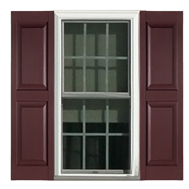 Burgundy Polypropylene Raised Panel Exterior Shutters, 15'' x 43''