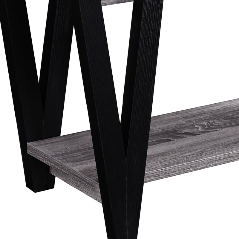 Contemporary Grey And Black Table With Ample Display Options Elegant Rectangular Console In Look
