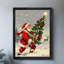 Art mural rétro noir avec père Noël et arbre de Noël, impressions de style rétro-1273865489