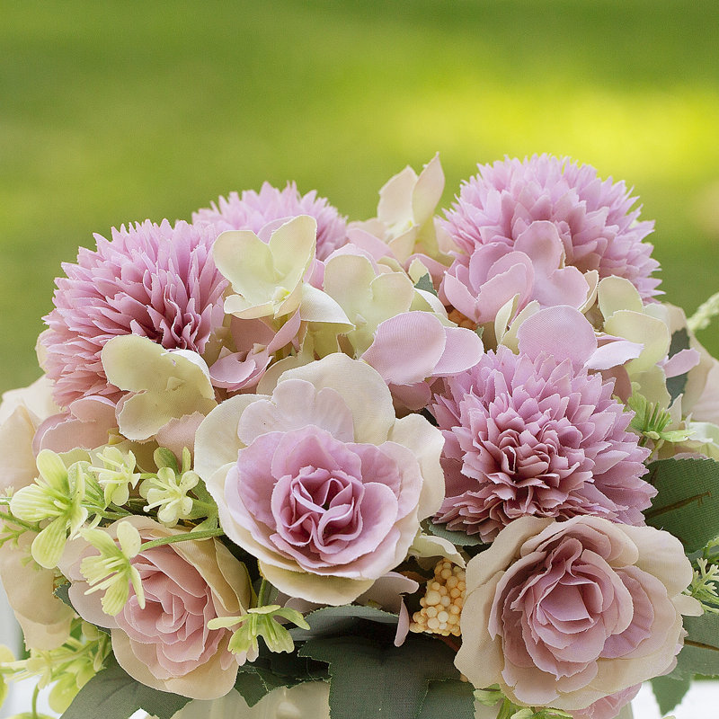 Arrangement floral mixte en pot, Mauve