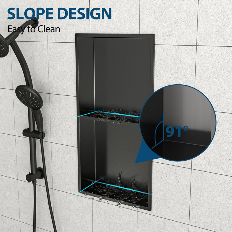 Double tablette 13 "X 25" en acier inoxydable pour niche de douche, Bronze industriel-noir