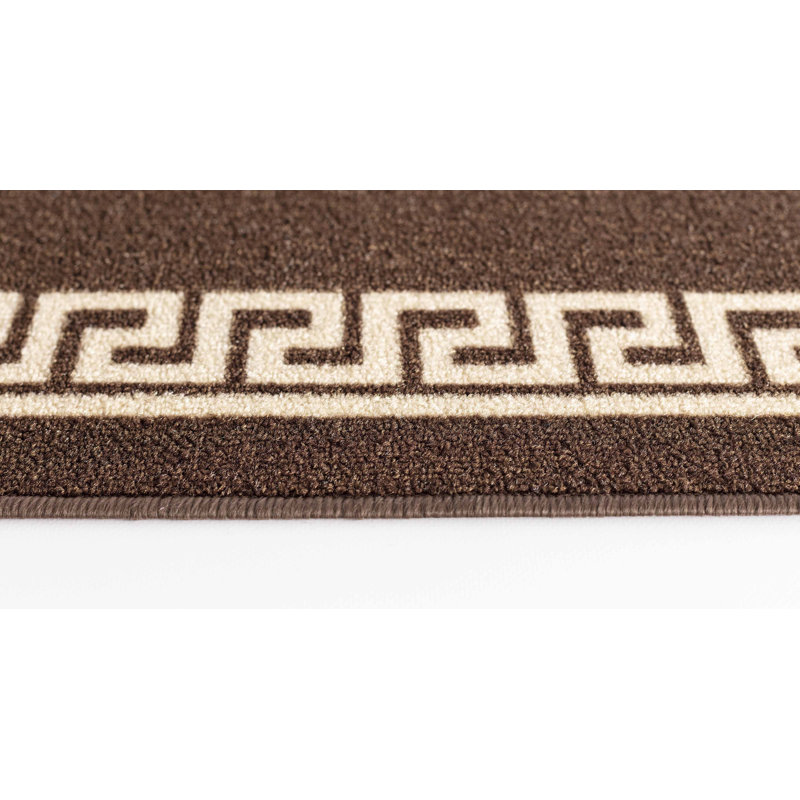 Rampzipoor Non-Slip Geometric Indoor Doormat, Brown, Runner 67 x 220cm