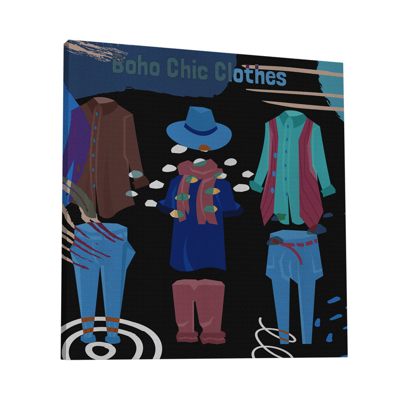 " Boho Chic Clothes I ", 12" H x 12" W x 1.5" D