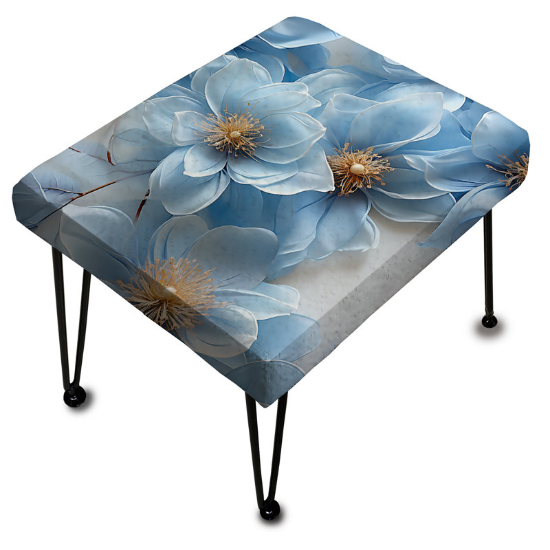 Motif floral éthéré à pétales bleus - Repose-pieds rectangulaire floral