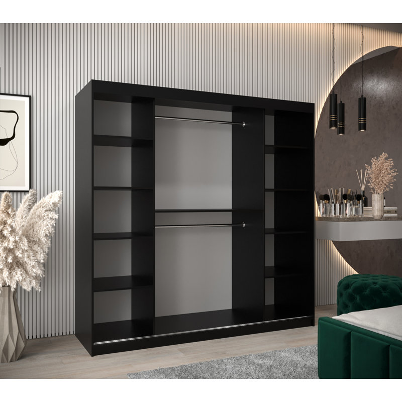 Abdu 2 Door Manufactured Wood Wardrobe, Black Matt