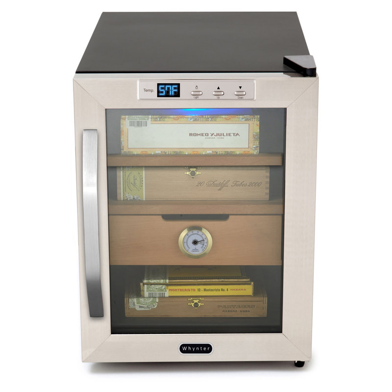 Stainless Steel 34L Cigar Cooler with Glass Door and Humidifier