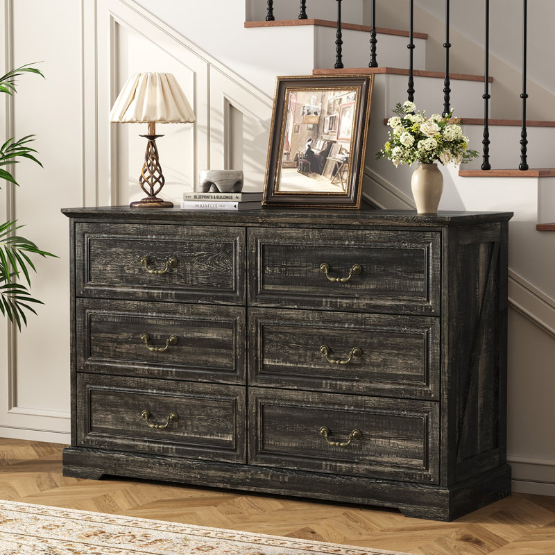 Commode 6 tiroirs Valera, Noir