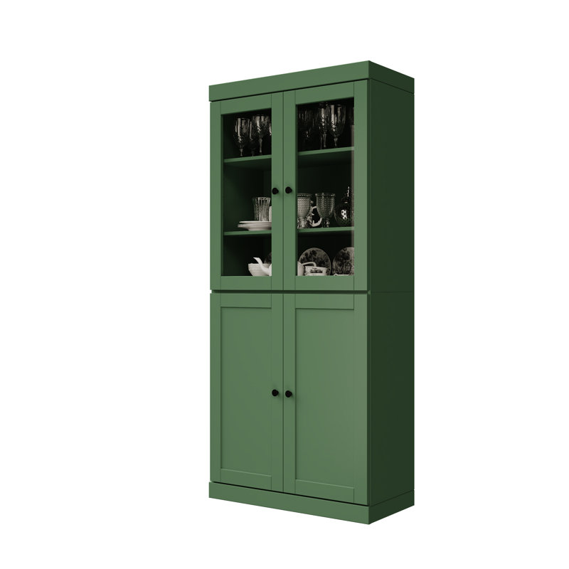 Garde-manger 100% en bois massif avec shaker Palace Imports, portes en verre transparent, 2 tiroirs et tablettes réglables Palace Imports