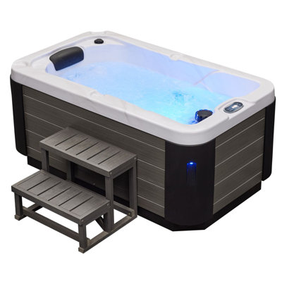 Luxury Spas 240 Volt 1 Person Solo - Person 17 - Jet Acrylic Rectangle Hot Tub With Ozonator In Cloud Gray