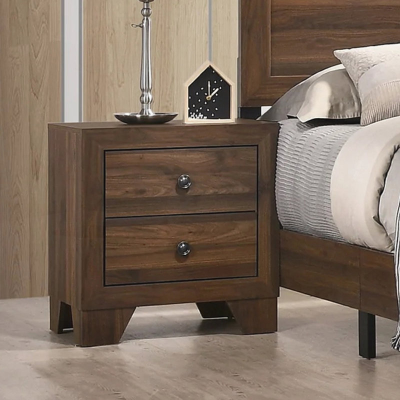 Table de chevet moderne avec tiroirs, Brun