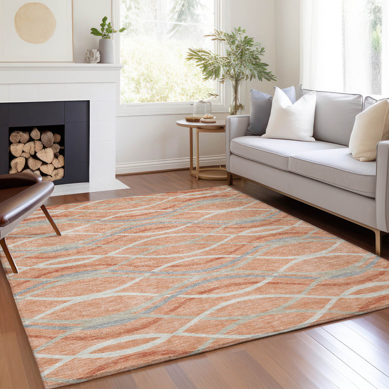 Tapis intérieur / extérieur en polyester tissé à la machine Lamanna, Rectangle 2 pi 6 po x 3 pi 10 po