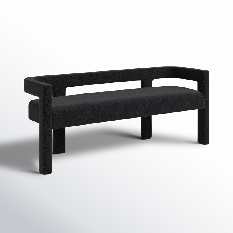 Cedernier Upholstered Boucle Bench, Black