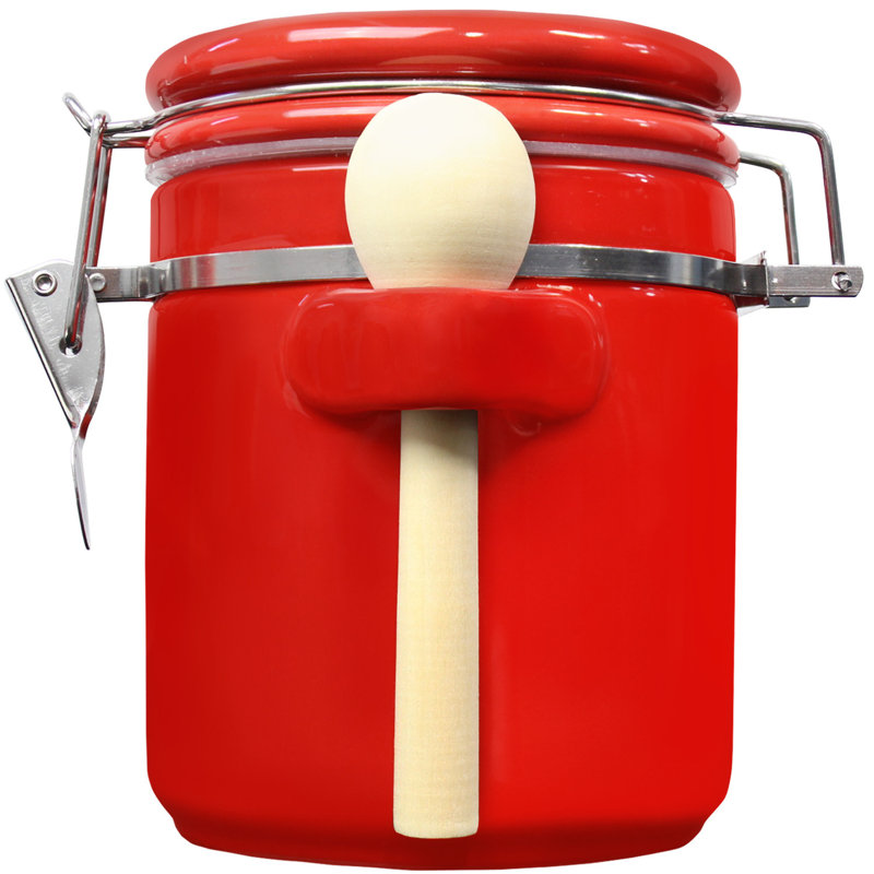 Pot de cuisine hermétique en céramique, H 6 po x l 4 po x P 4 po, Rouge