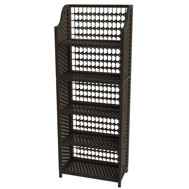 Johns Natural Fiber Shelves, Black, (5 Shelves) 53" H x 19.5" W x 10" D