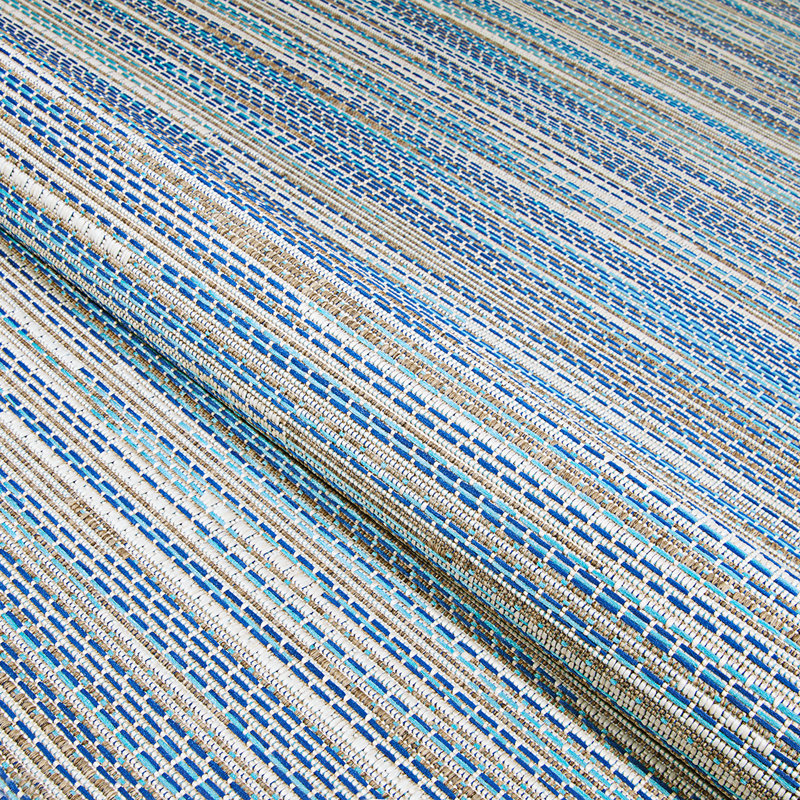 Victorine Striped Sand Azure Turquoise Indoor Outdoor Area Rug, Rectangle 2' x 3'7"