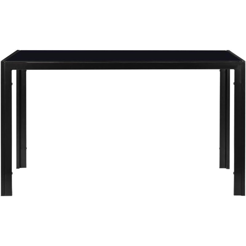 Table de salle à manger en acier thermolaqué noir avec plateau en verre et 4 sièges confortables et élégants avec dessus de 47,35 po x l 27,2 po x H 29,88 po