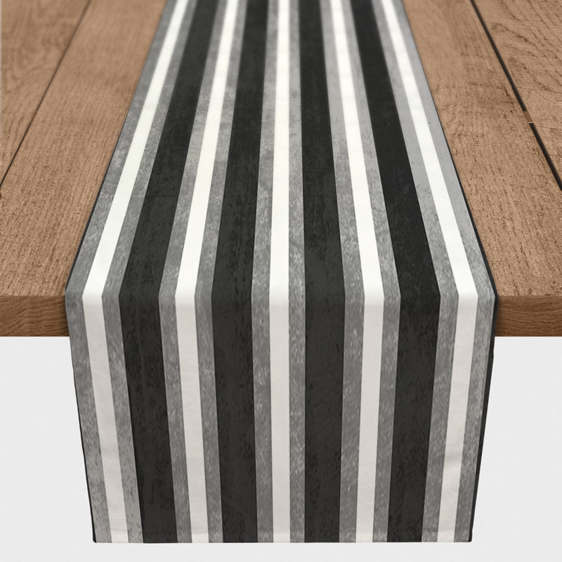 Striped Table Runner, 90" x 16", Black