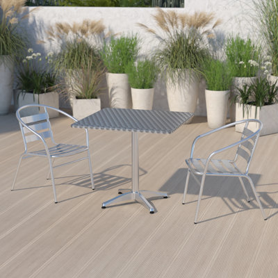 Table carrée pour l'intérieur et l'extérieur en aluminium à plateau lisse avec base Siward